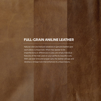 Caramel Brown Genuine Leather | Rex Ottoman in Genuine Leather