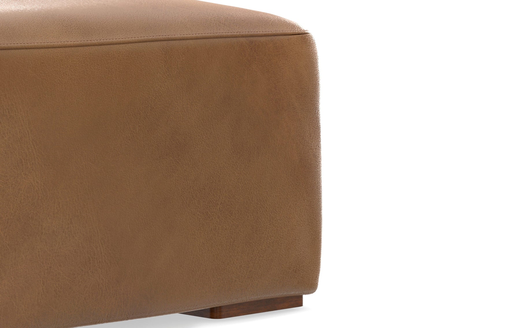 Caramel Brown Genuine Leather | Rex Ottoman in Genuine Leather