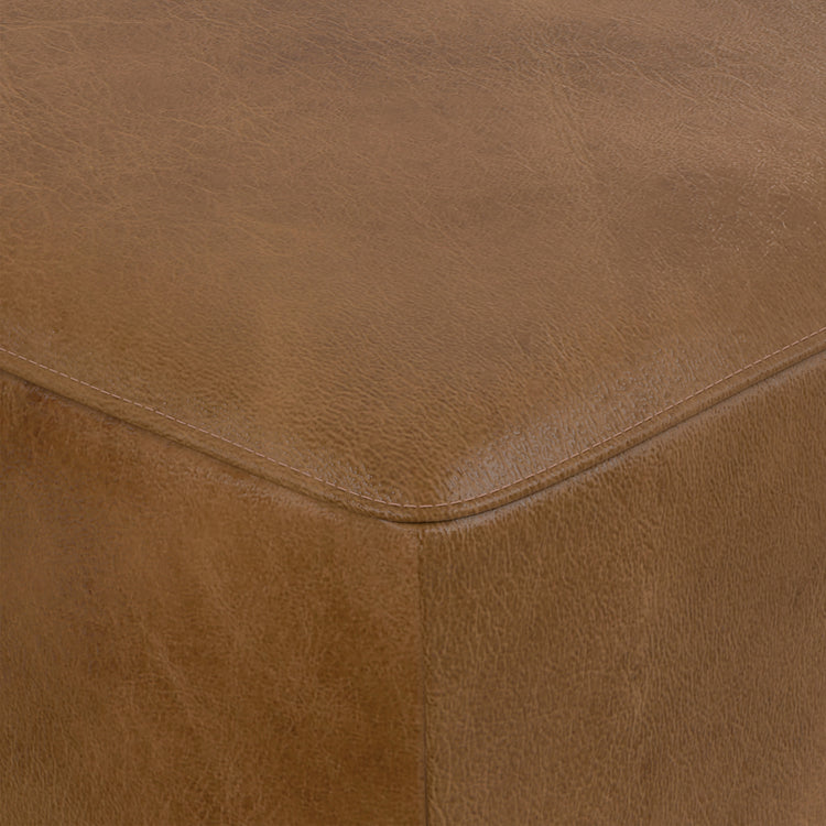 Caramel Brown Genuine Leather | Rex Ottoman in Genuine Leather