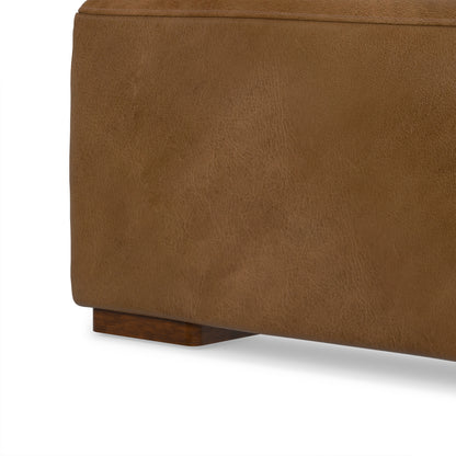 Caramel Brown Genuine Leather | Rex Ottoman in Genuine Leather