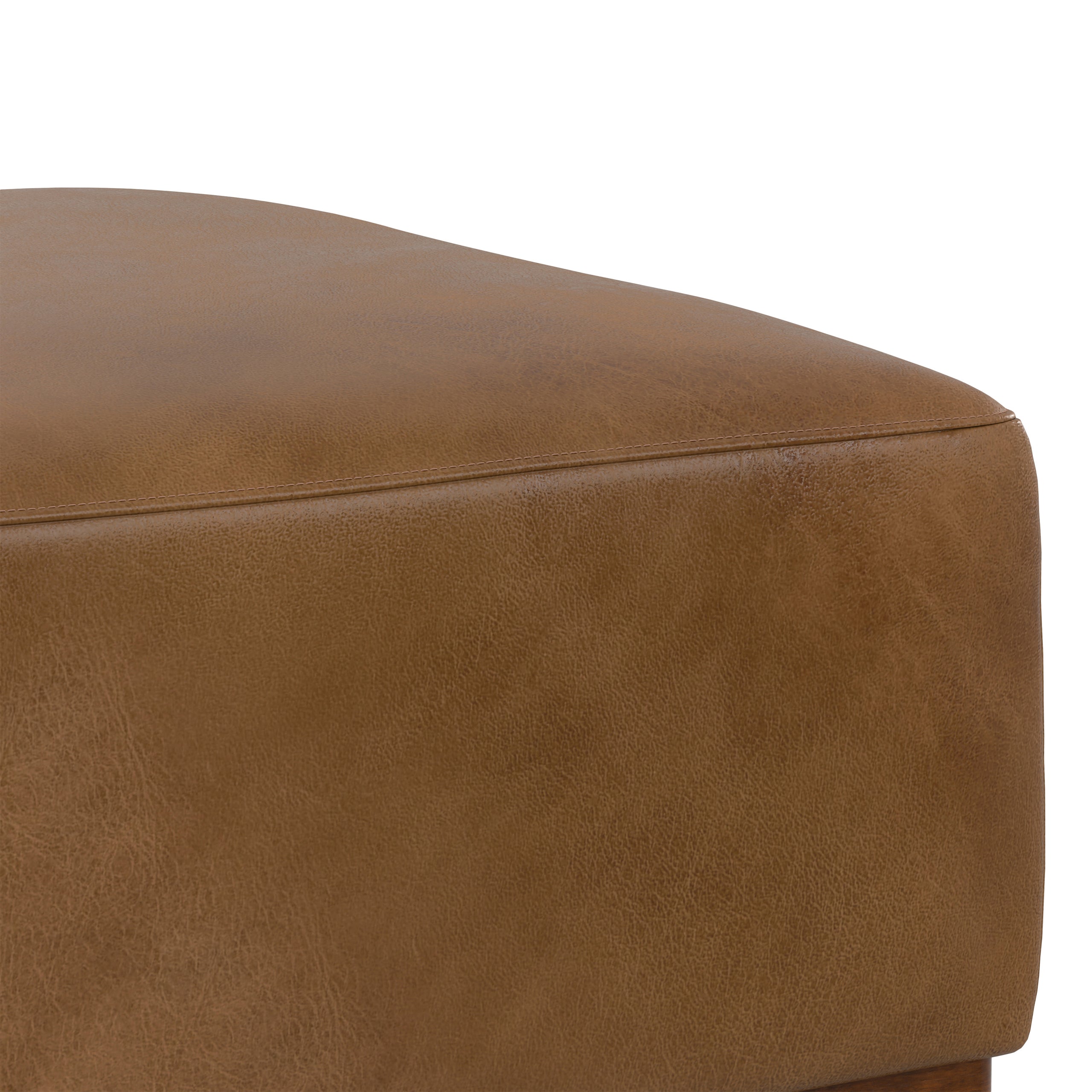 Caramel Brown Genuine Leather | Rex Ottoman in Genuine Leather