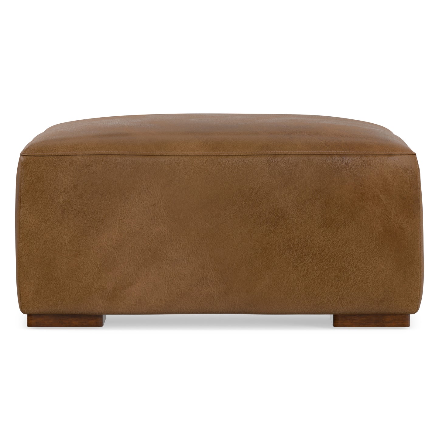Caramel Brown Genuine Leather | Rex Ottoman in Genuine Leather