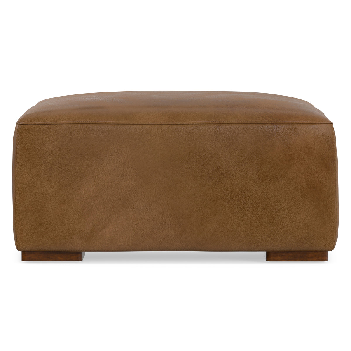 Caramel Brown Genuine Leather | Rex Ottoman in Genuine Leather