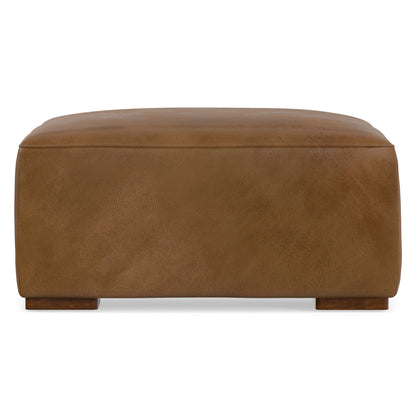 Caramel Brown Genuine Leather | Rex Ottoman in Genuine Leather