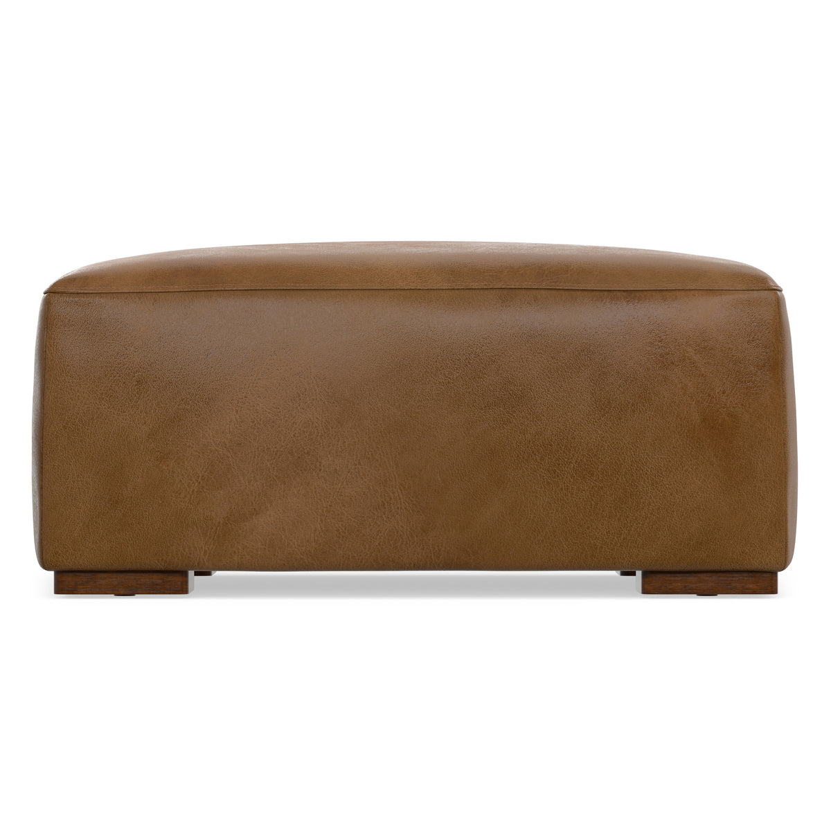 Caramel Brown Genuine Leather | Rex Ottoman in Genuine Leather