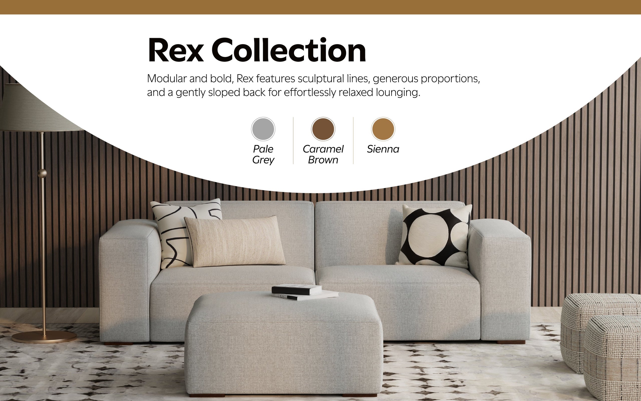 Pale Grey Performance Grey | Rex Ottoman in Performance Fabric
