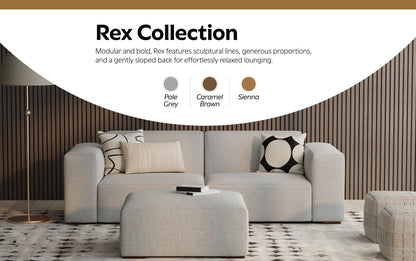 Pale Grey Performance Grey | Rex Ottoman in Performance Fabric