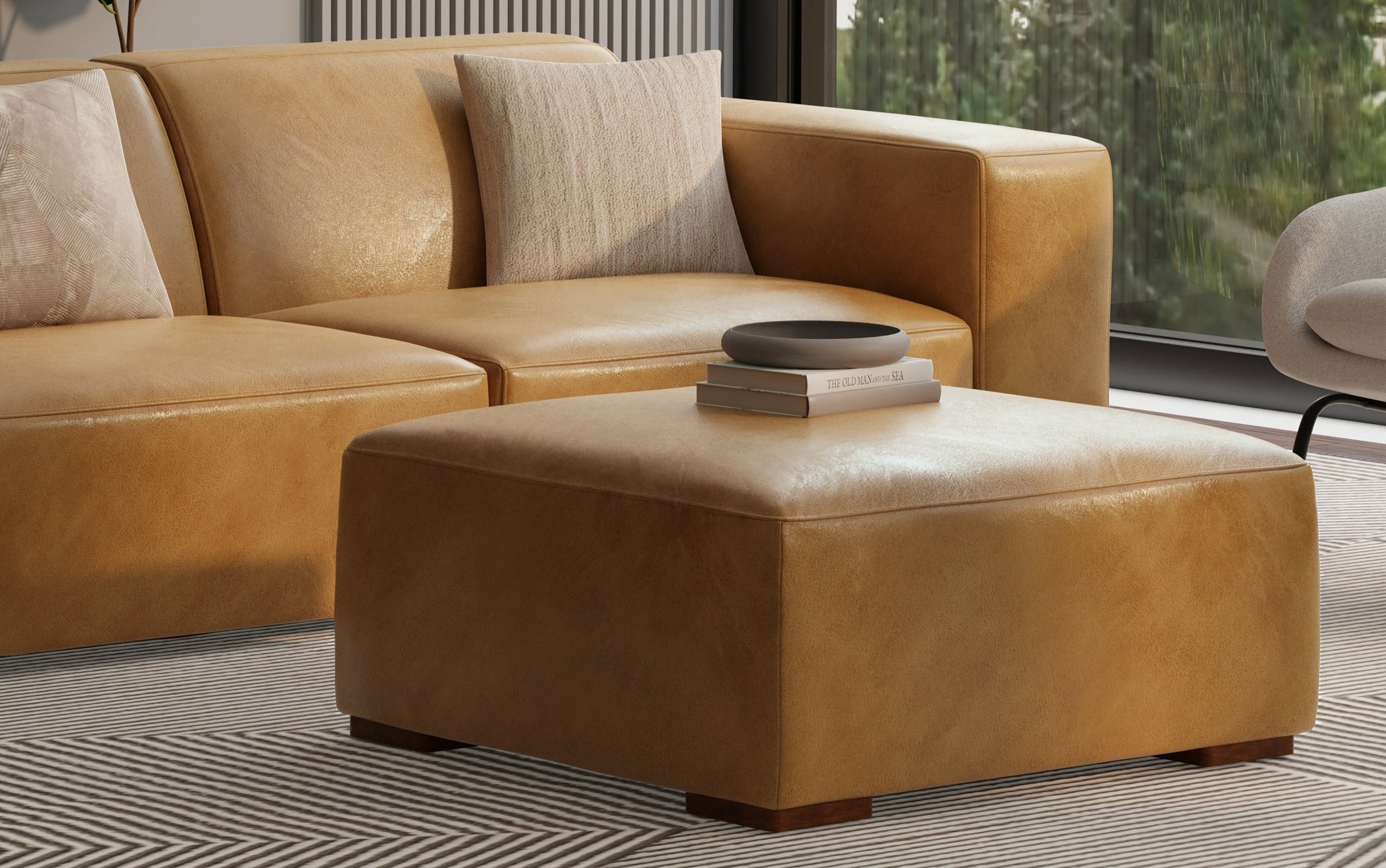 Sienna Genuine Leather | Rex Ottoman in Genuine Leather