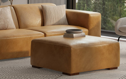 Sienna Genuine Leather | Rex Ottoman in Genuine Leather