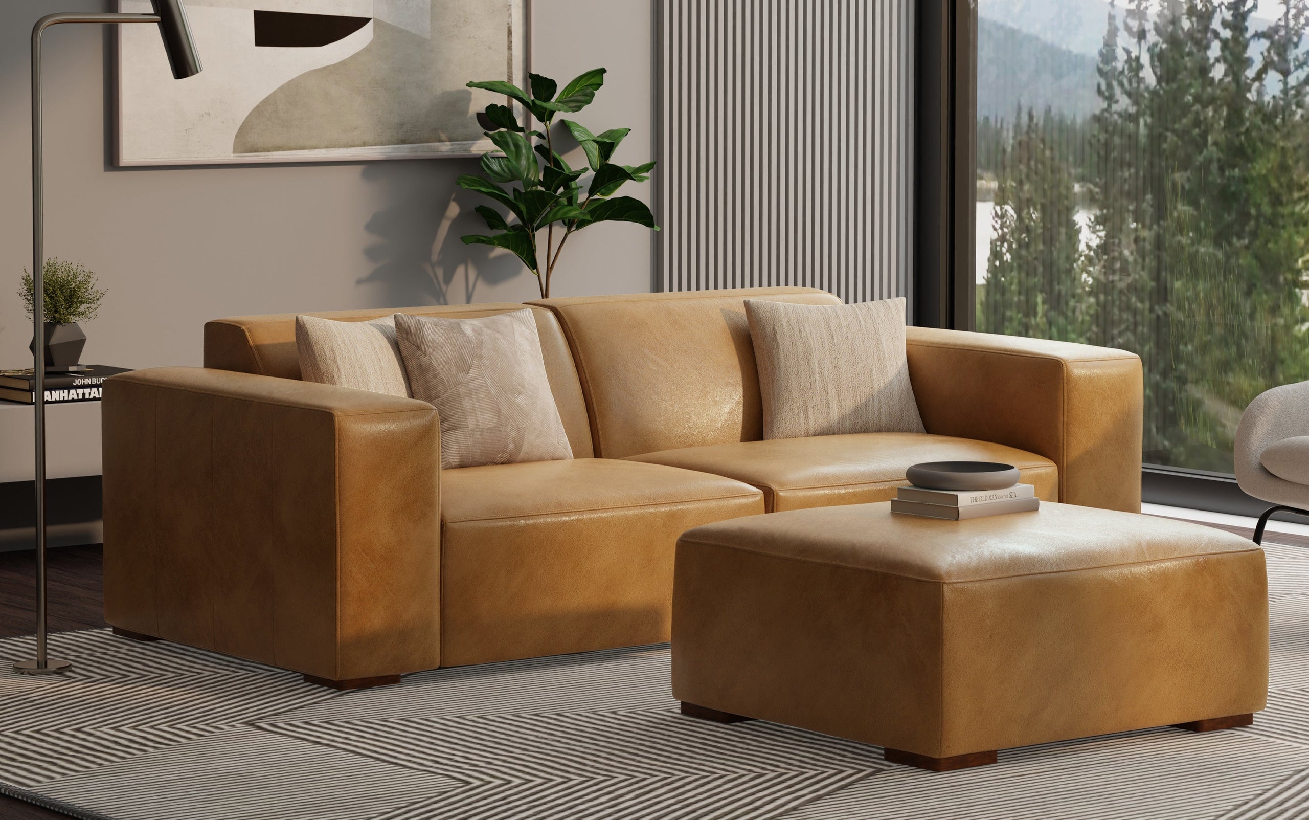 Sienna Genuine Leather | Rex Ottoman in Genuine Leather