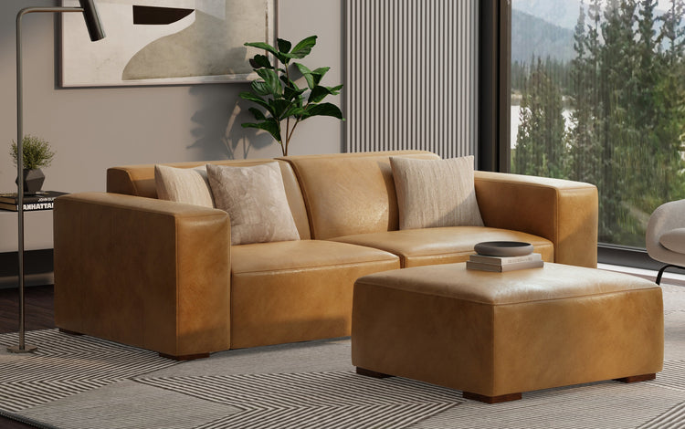 Sienna Genuine Leather | Rex Ottoman in Genuine Leather