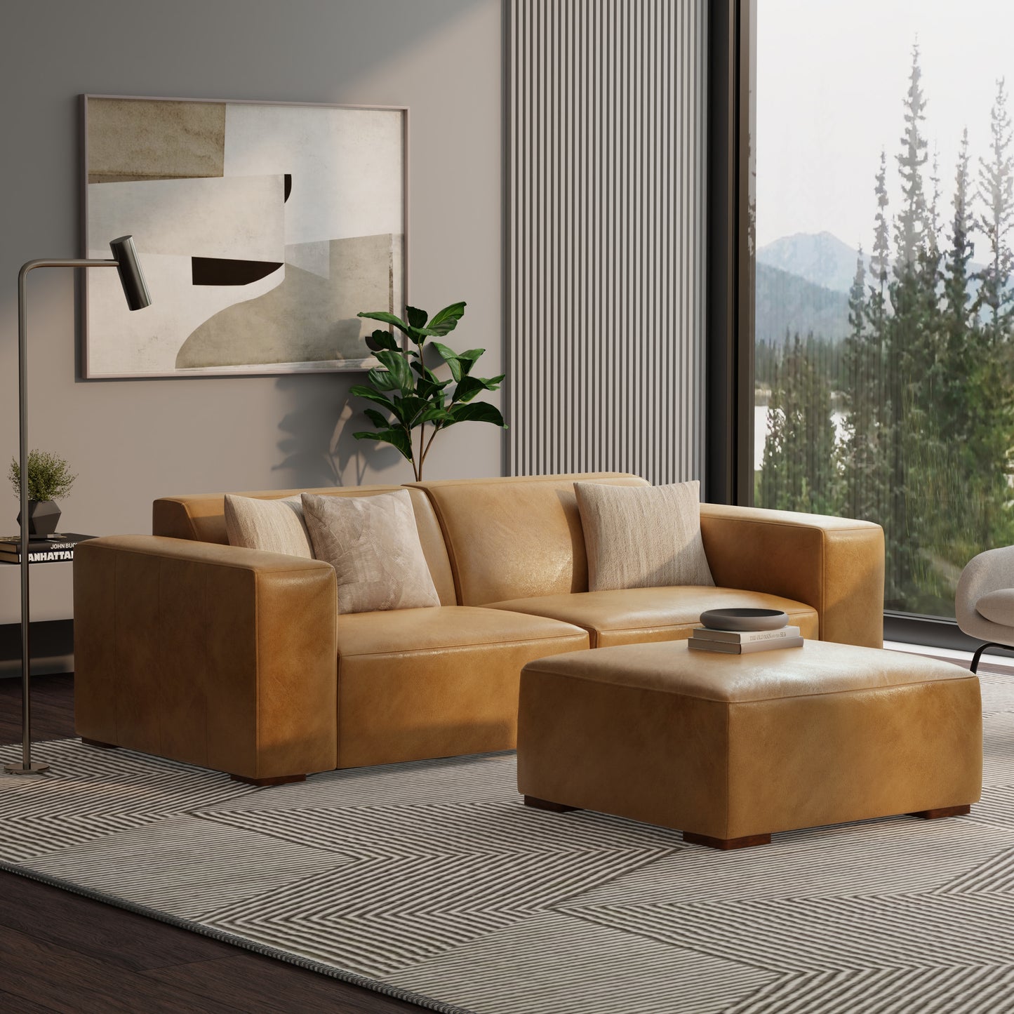 Sienna Genuine Leather | Rex Ottoman in Genuine Leather