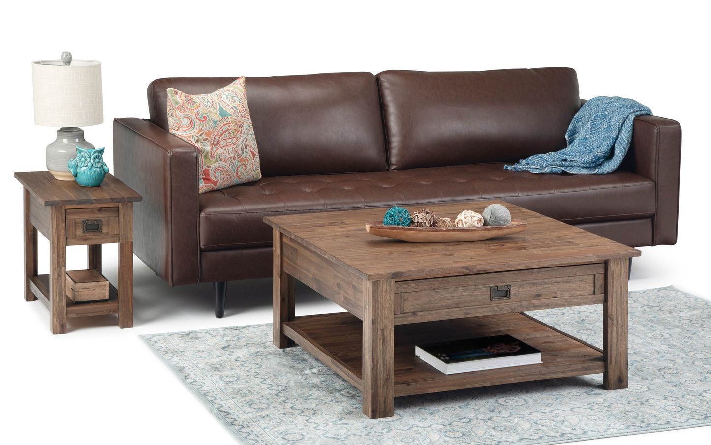 Rustic Natural Aged Brown | Monroe Square Coffee Table