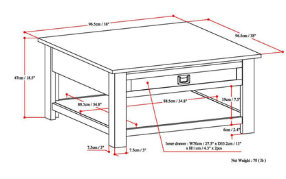 Distressed Charcoal Brown | Monroe Square Coffee Table