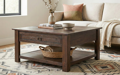Distressed Charcoal Brown | Monroe Square Coffee Table