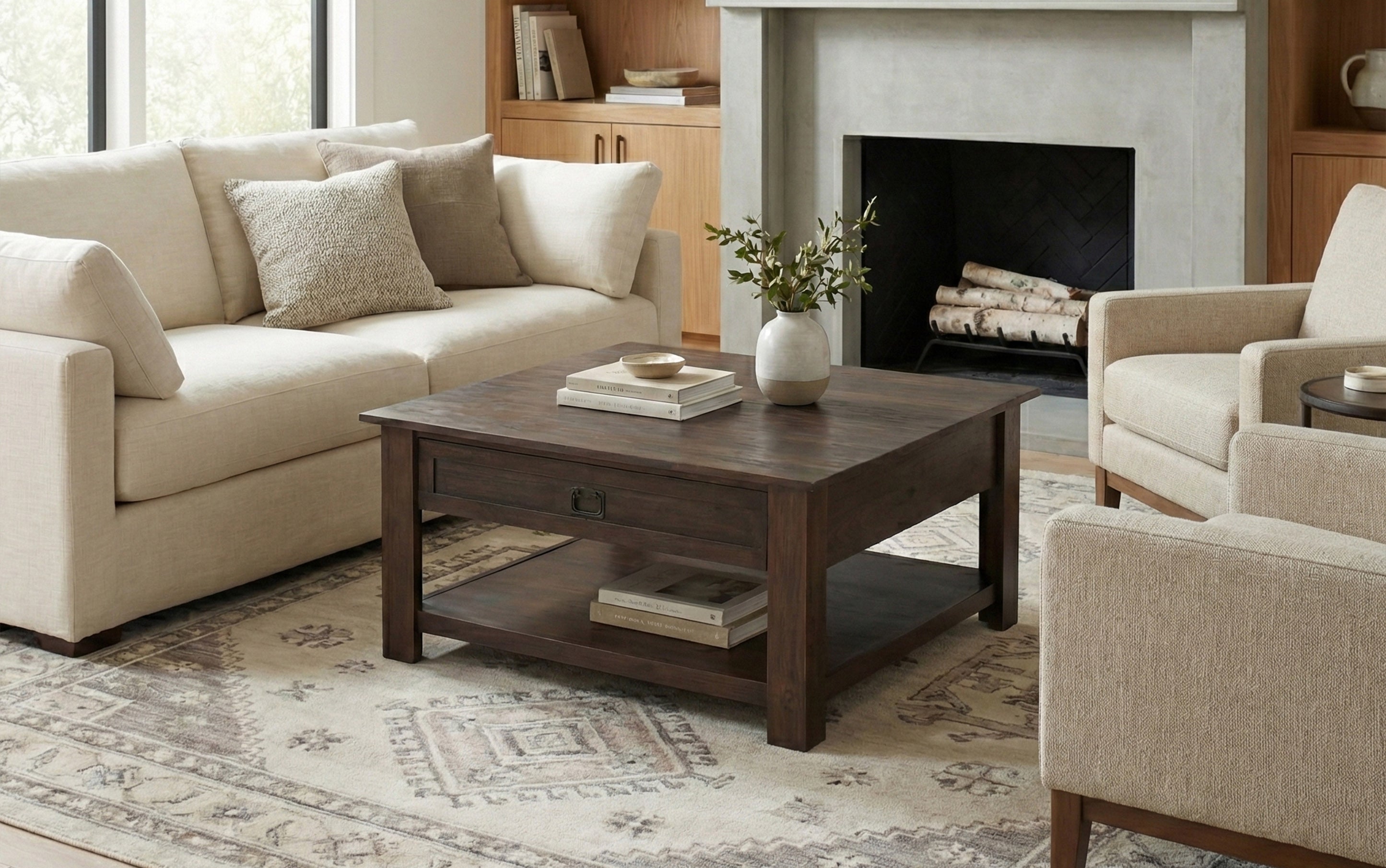 Square Acacia Coffee Table | Monroe Square Coffee Table – Simpli Home