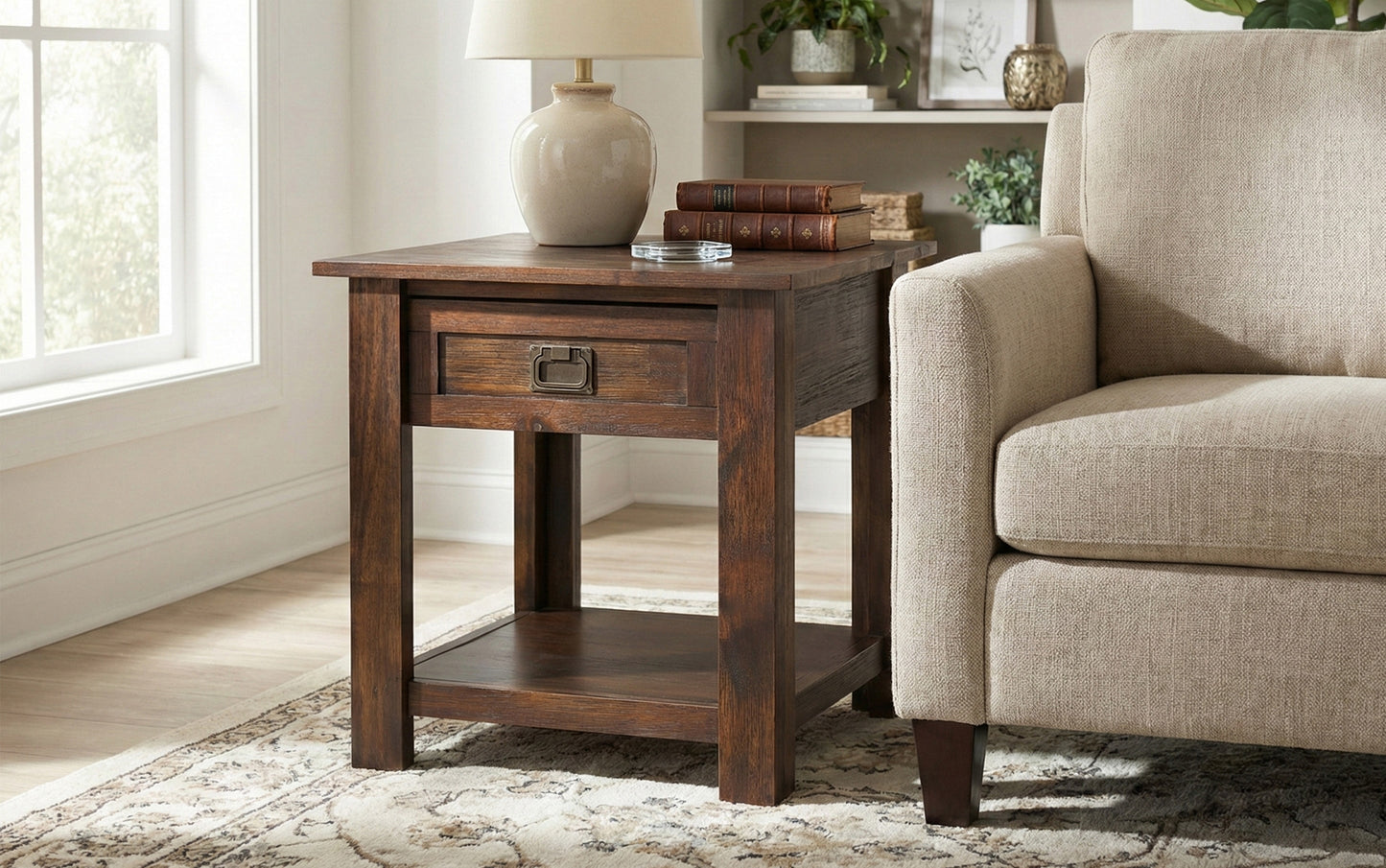 Distressed Charcoal Brown | Monroe End Side Table