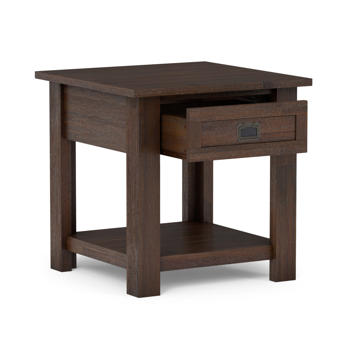 Distressed Charcoal Brown | Monroe End Table in Acacia