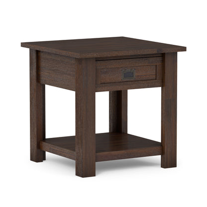 Distressed Charcoal Brown | Monroe End Table in Acacia