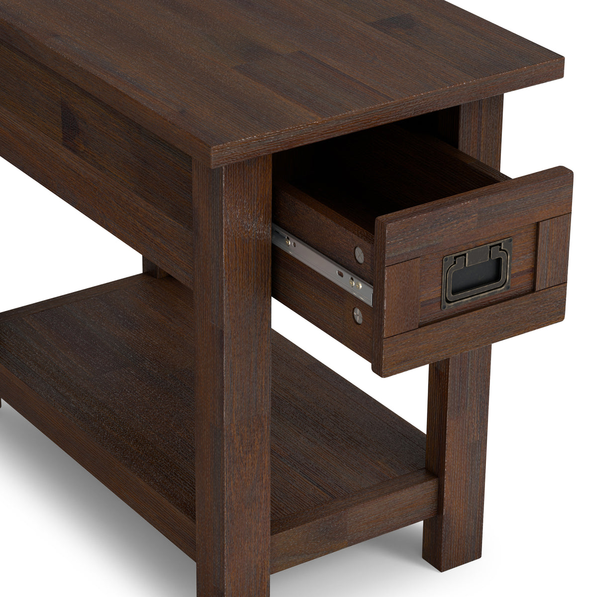 Distressed Charcoal Brown | Monroe Narrow Side Table in Acacia