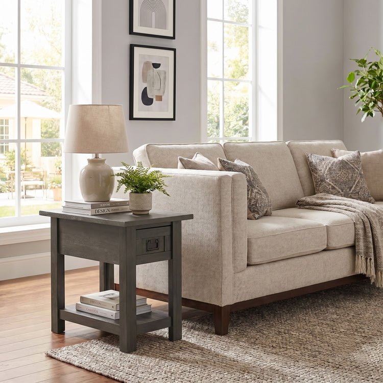 Farmhouse Grey | Monroe Narrow Side Table in Acacia