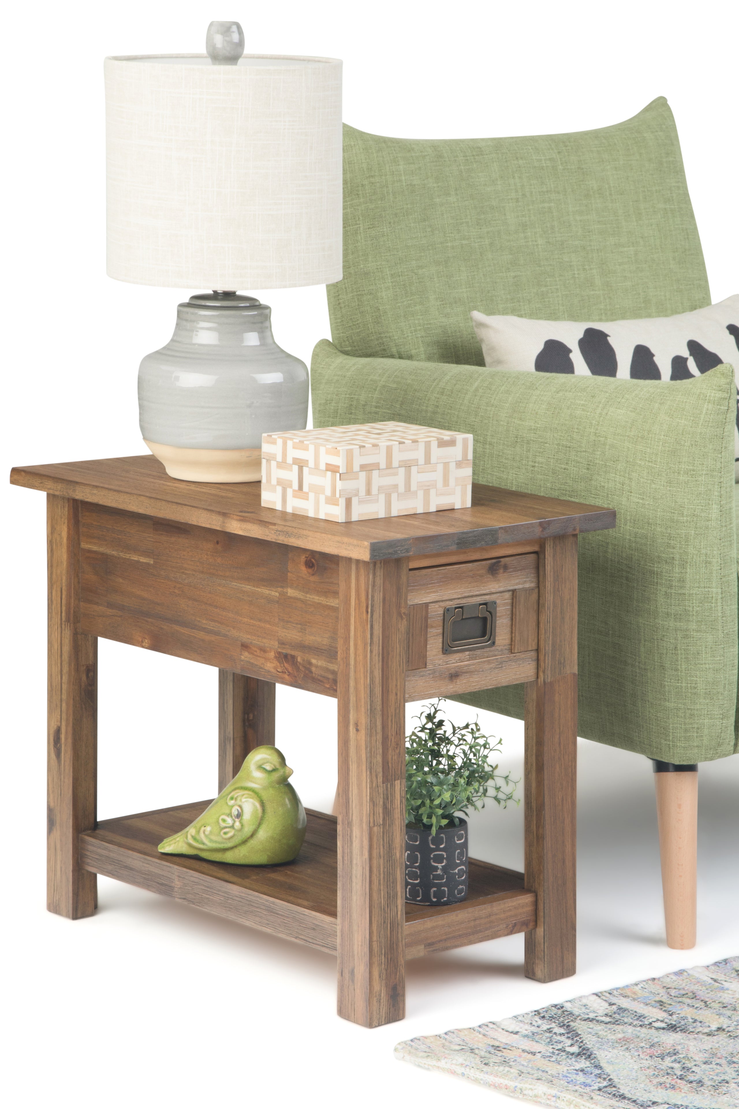 Rustic Natural Aged Brown | Monroe Narrow Side Table