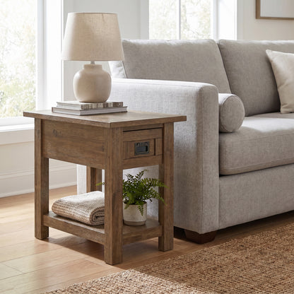 Rustic Natural Aged Brown | Monroe Narrow Side Table in Acacia