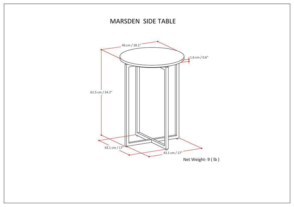 Marsden 18 in Wide Metal Accent Side Table with Chrome Base
