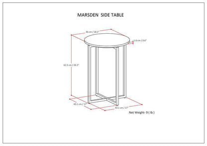 Marsden 18 in Wide Metal Accent Side Table with Chrome Base