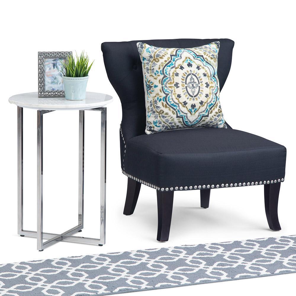 Marsden 18 in Wide Metal Accent Side Table with Chrome Base