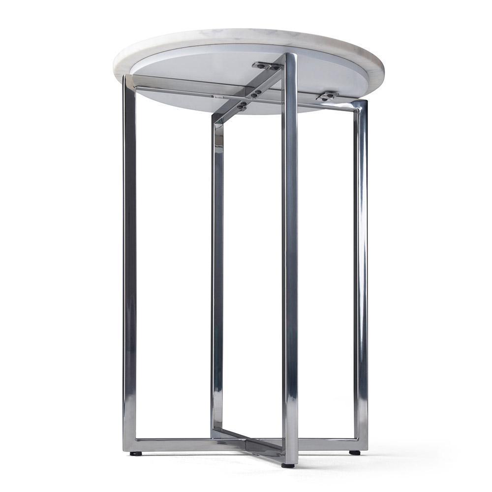 Marsden 18 in Wide Metal Accent Side Table with Chrome Base