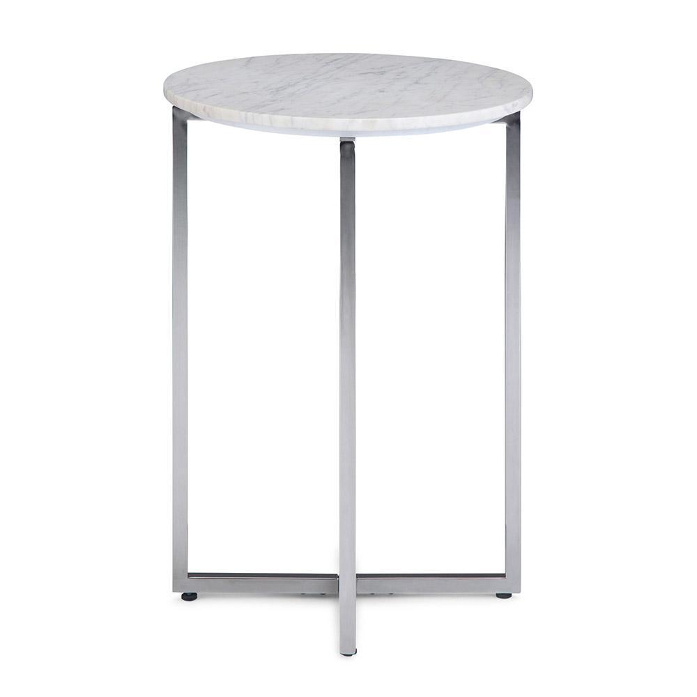 Marsden 18 in Wide Metal Accent Side Table with Chrome Base