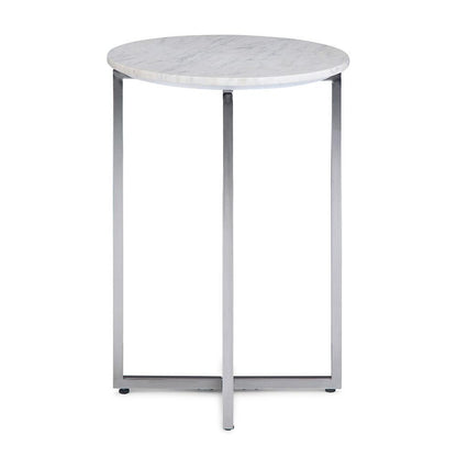 Marsden 18 in Wide Metal Accent Side Table with Chrome Base