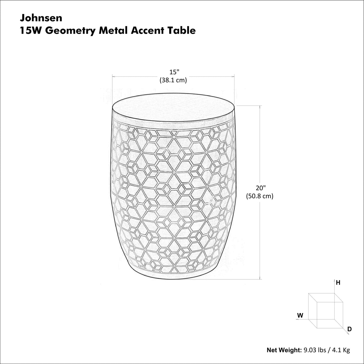 Johnsen 15 inch Geometric Pattern Accent Table