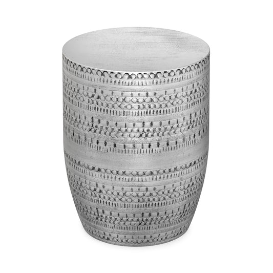Antique Silver | Johnsen 15 inch Tribal Pattern Accent Table