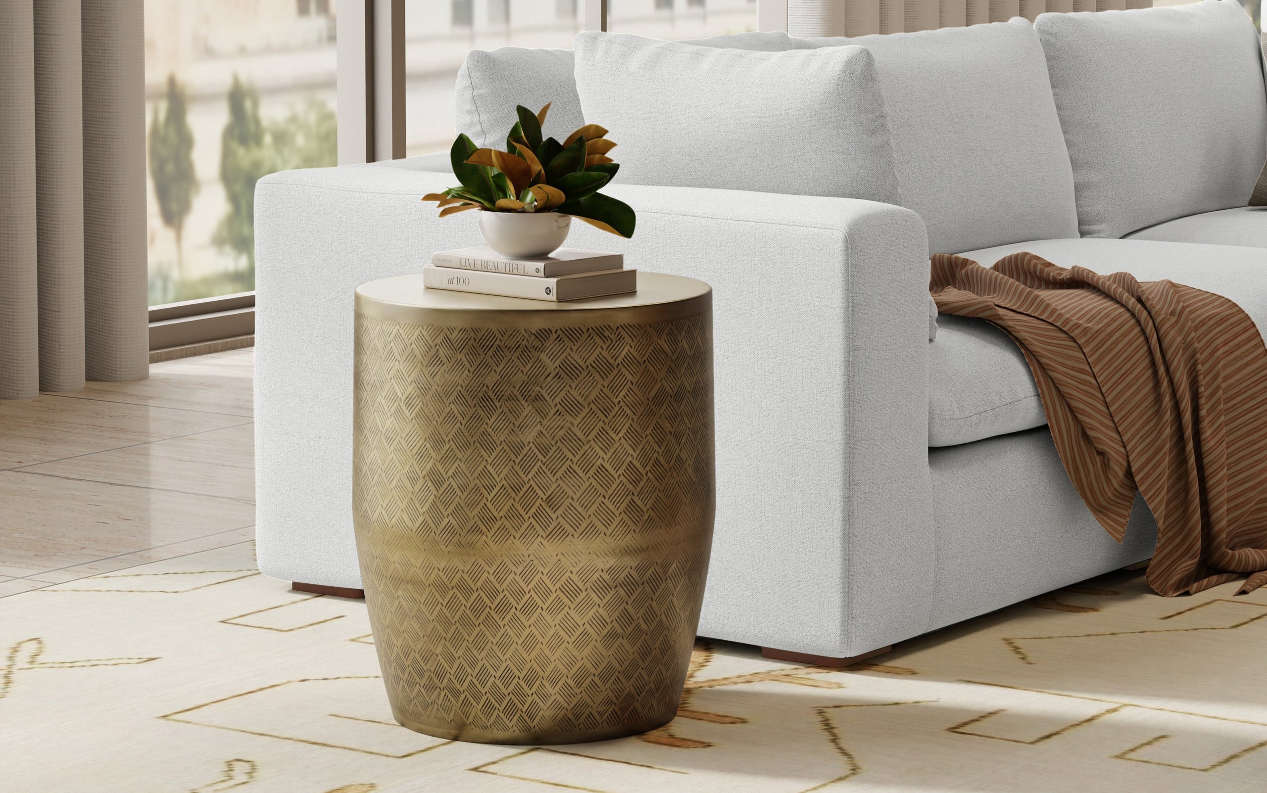 Johnsen 18 inch Cross Hatch Pattern Accent Table