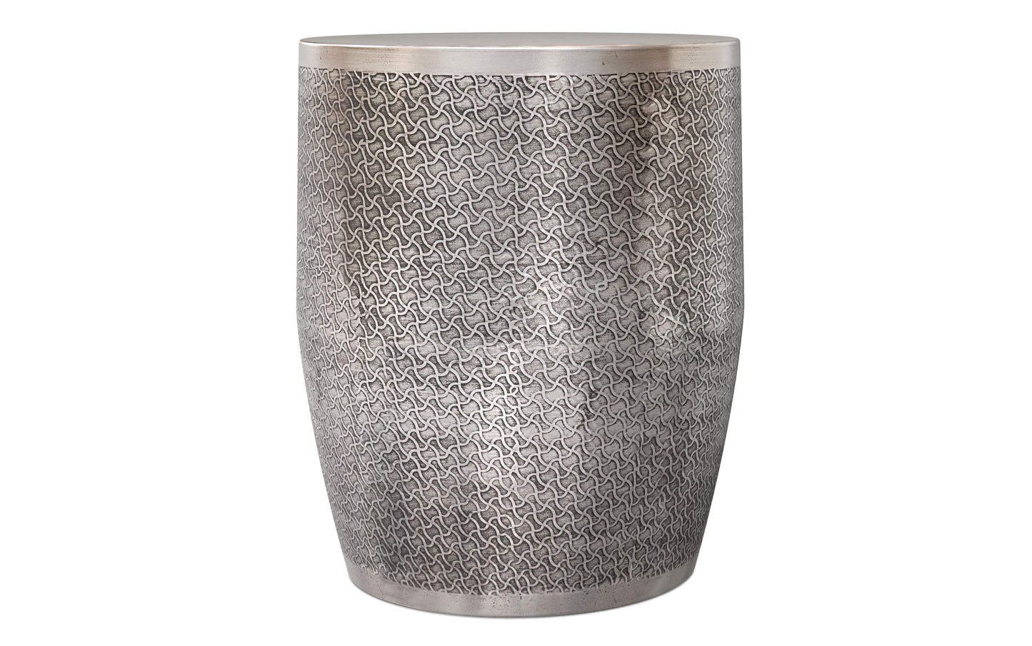 Antique Silver Web Pattern | Johnsen 18 inch Cross Hatch Pattern Accent Table