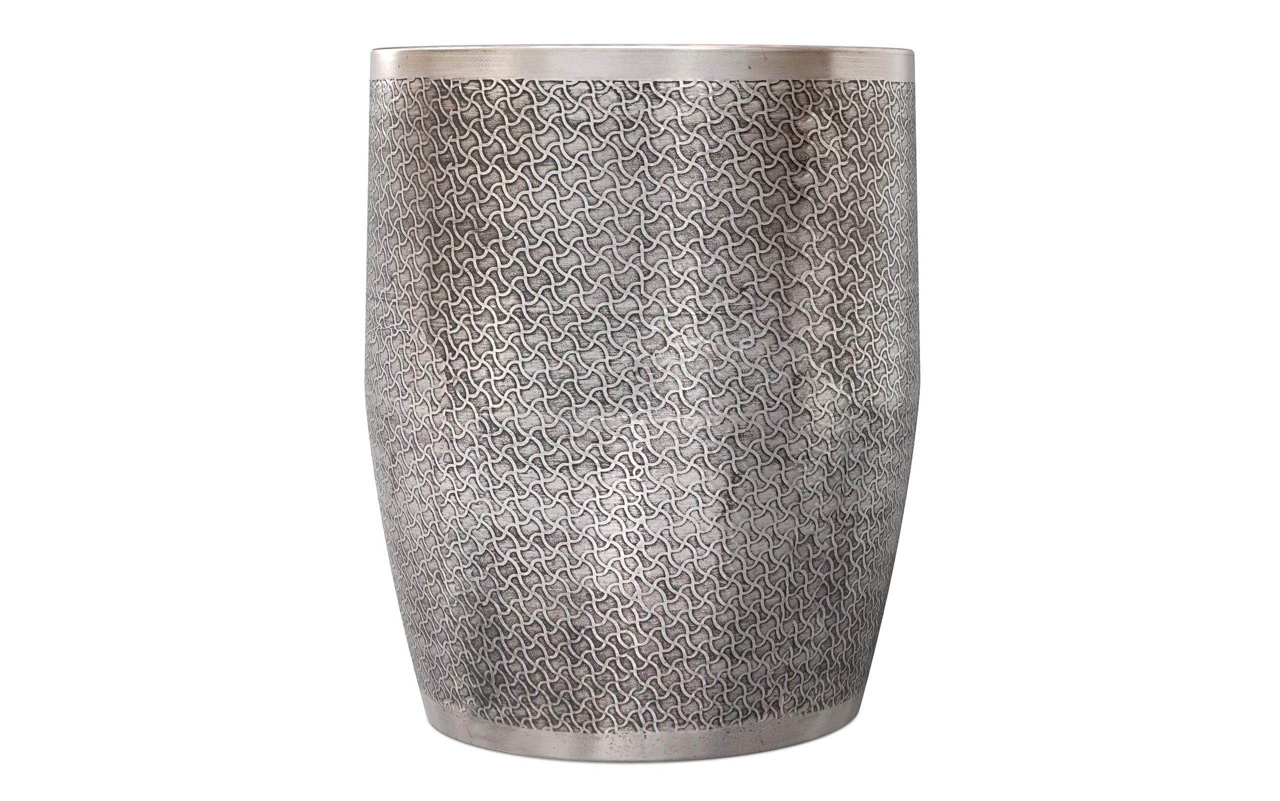 Antique Silver Web Pattern | Johnsen 18 inch Cross Hatch Pattern Accent Table