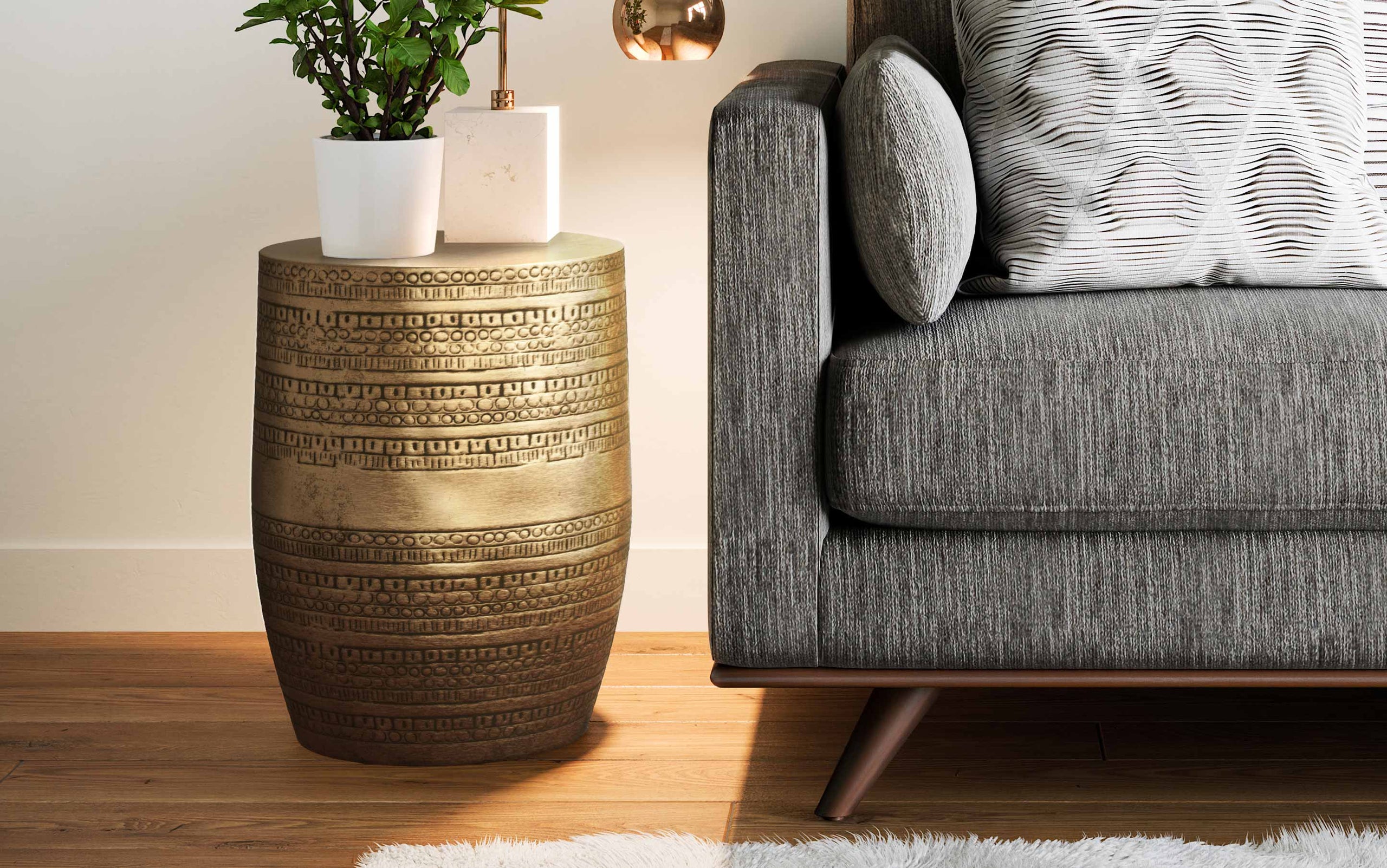 Antique Gold | Johnsen Large Metal Accent Table