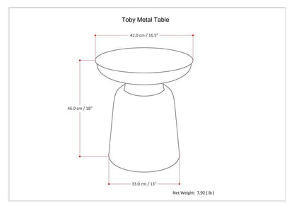 Gold 17 Inch | Toby Metal Accent Table