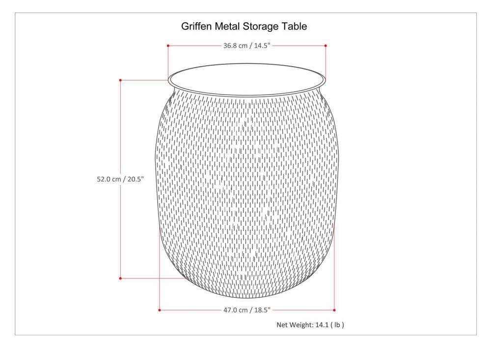 Antique Gold | Griffen Metal Storage Accent Table