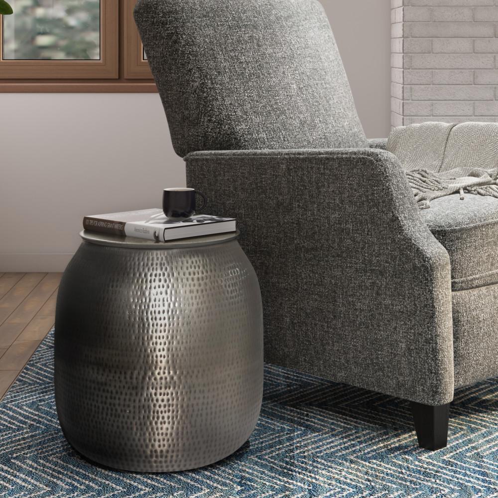 Antique Silver | Griffen Metal Storage Accent Table