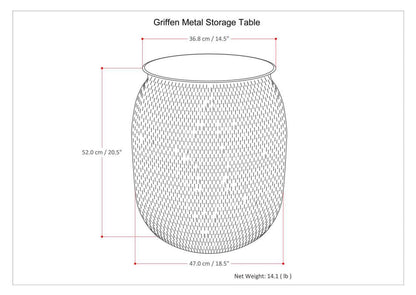 Antique Silver | Griffen Metal Storage Accent Table