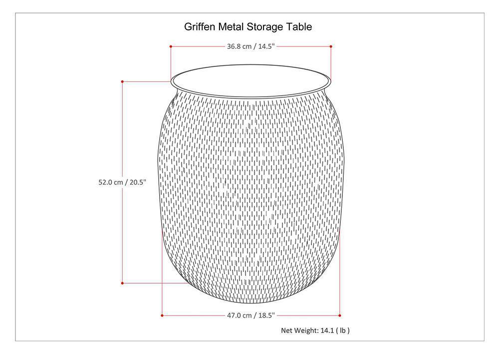  Antique Copper | Griffen Metal Storage Accent Table