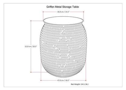  Antique Copper | Griffen Metal Storage Accent Table