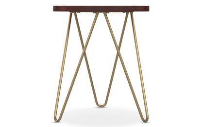 Dark Brown | Patrice Metal/Wood Accent Table in Natural and Gold