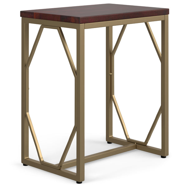 Cognac | Selma Metal/Wood Accent Table in Natural and Gold