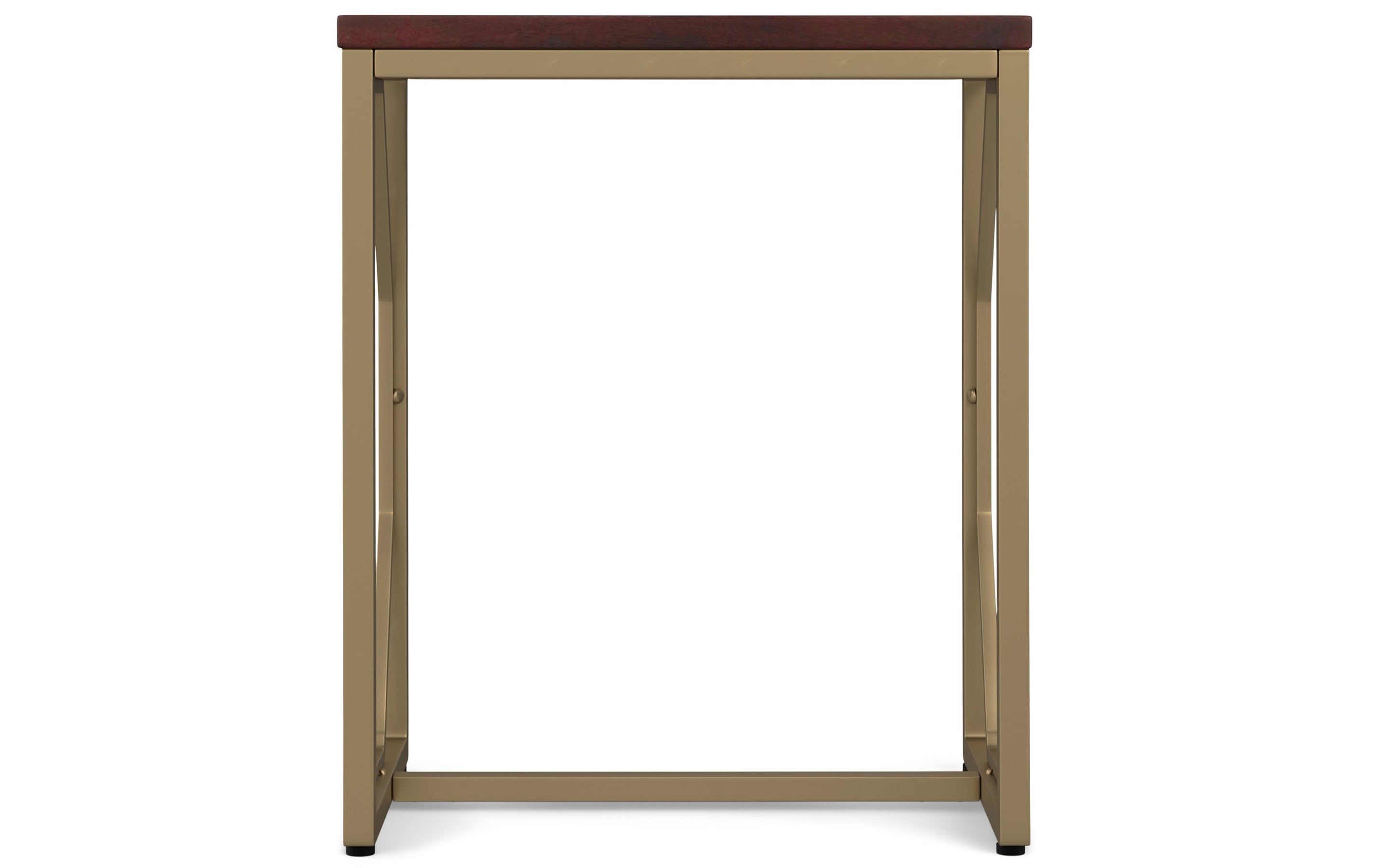 Cognac | Selma Metal/Wood Accent Table in Natural and Gold