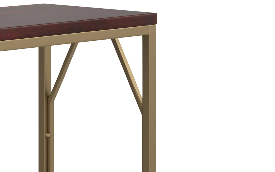 Simpli Home Selma Metal and Wood Accent Table in Natural/Gold