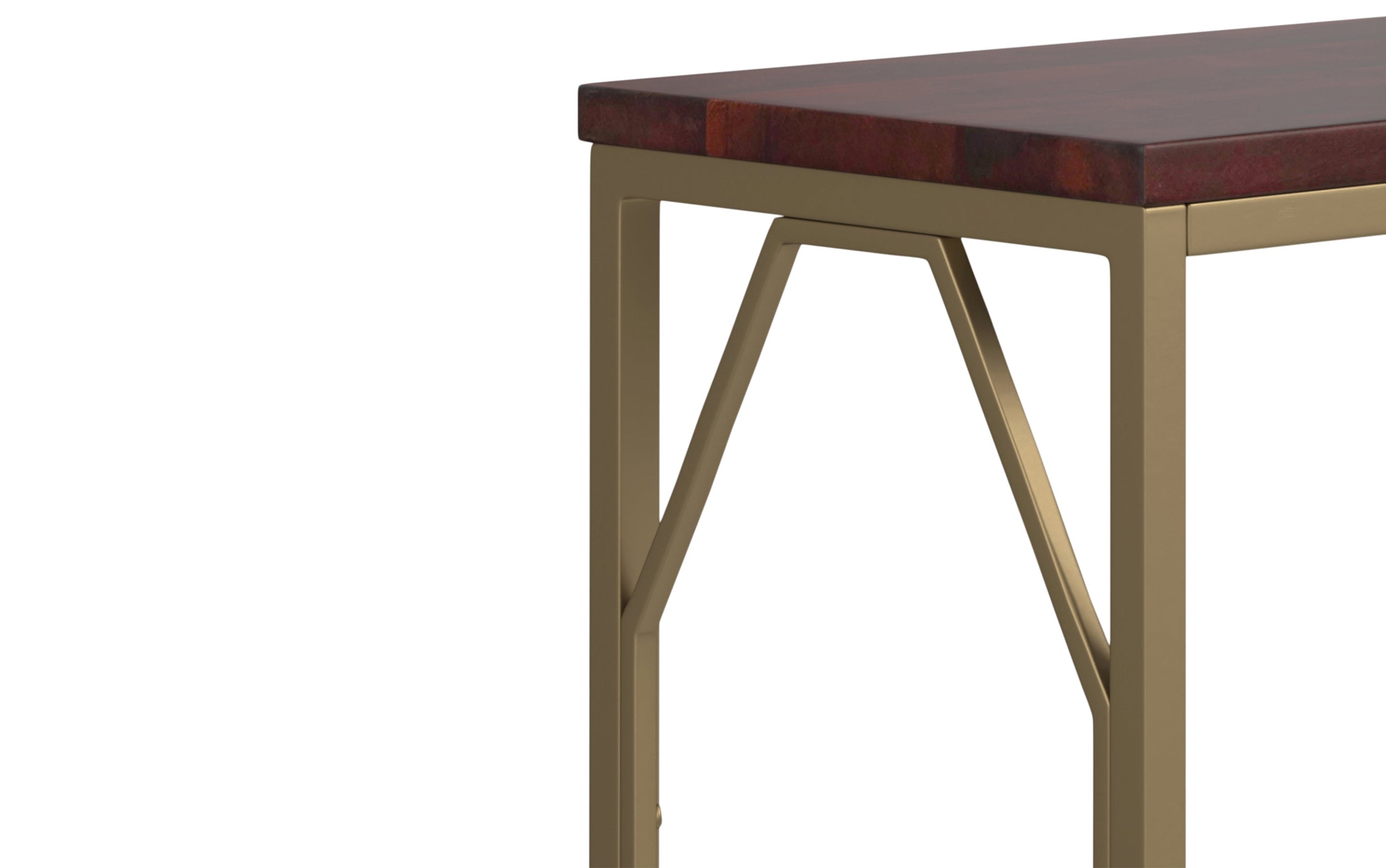 Cognac | Selma Metal/Wood Accent Table in Natural and Gold